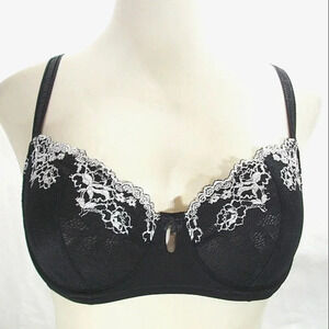 38DD Jezebel 10039 Demeure Unlined Balconet UW Bra‎ Black NWT